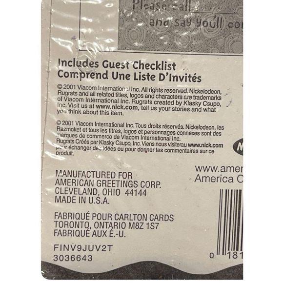 Rugrats Chuckie It's A Party 10 Invites Vintage Retro 90s American Greetings - Picture 3 of 3